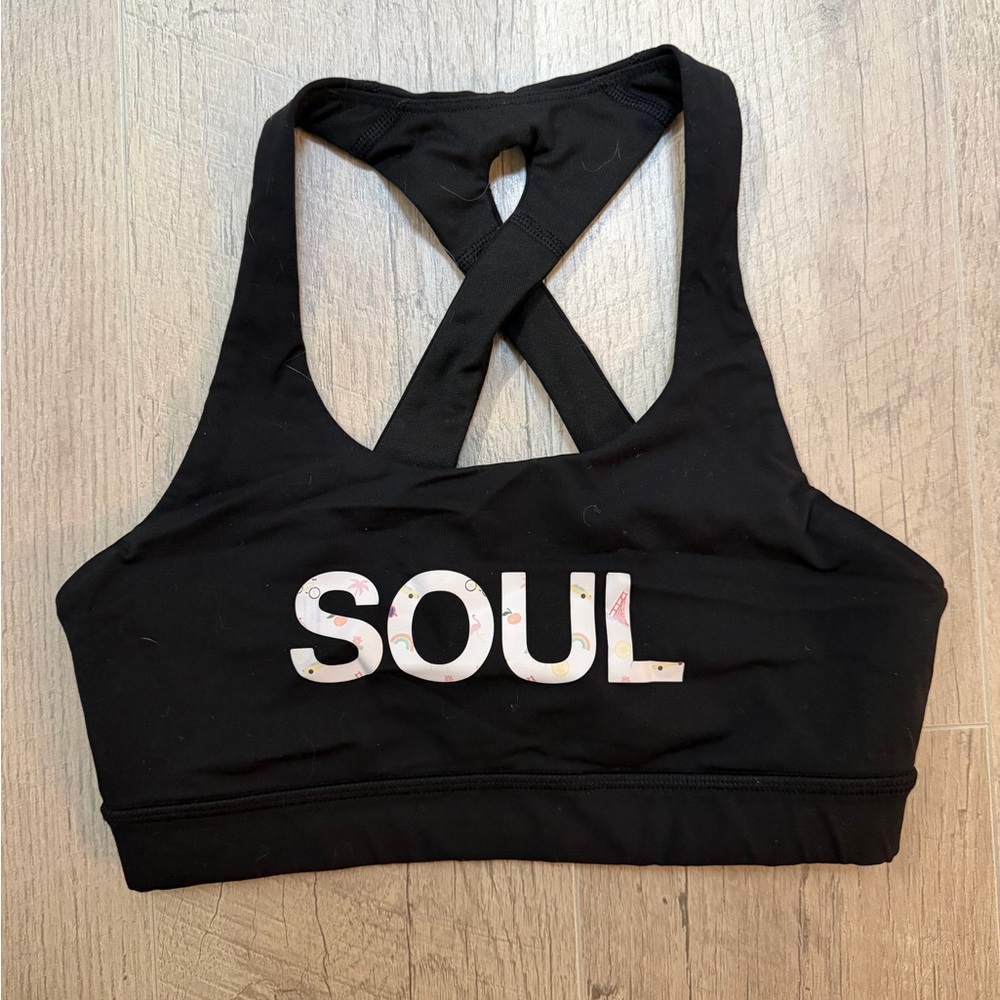 lululemon athletica Soulcycle Black Sports Bra with Print